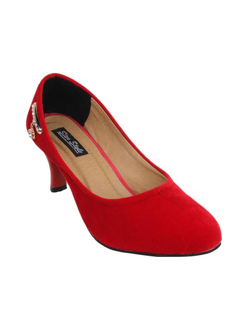 red velvet slip on pumps - 12828615 - Very Small Image - 1
