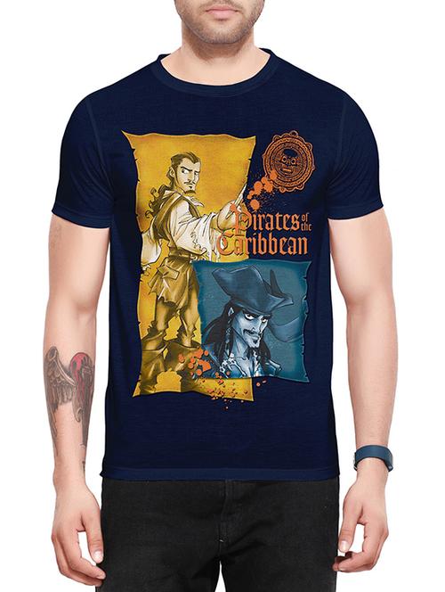 navy blue polyester printed t-shirt - 12829785 - Very Small Image - 1