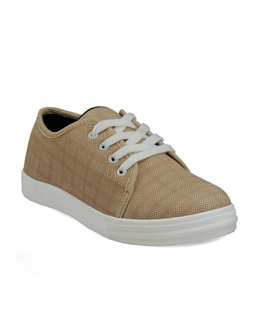 beige faux leather plimsolls sneakers - 12831502 - Very Small Image - 1