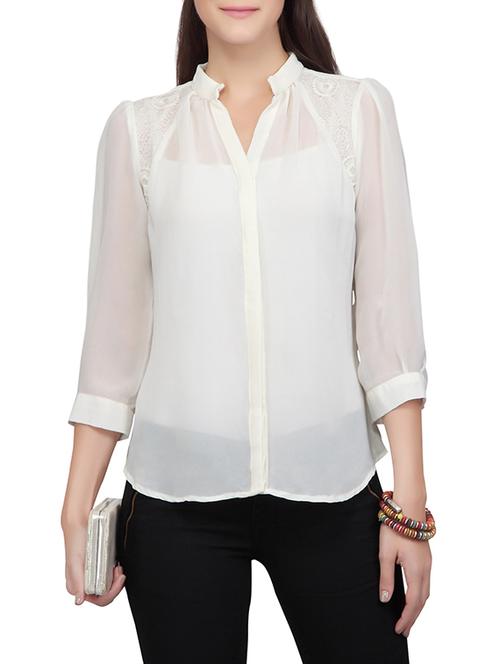 white georgette regular shirt - 12831641 - Very Small Image - 1