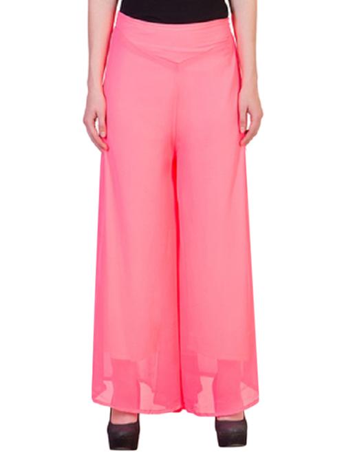pink georgette palazzos - 12833138 - Very Small Image - 1