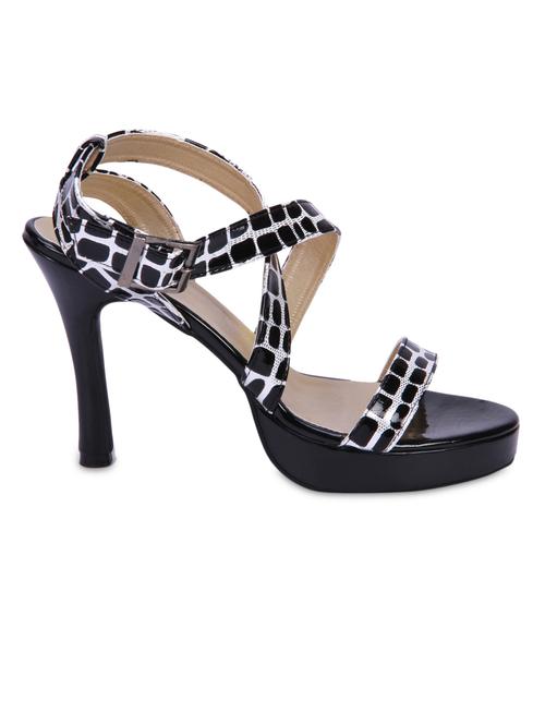 black and silver faux leather strappy high heels - 1283655 - Very Small Image - 1