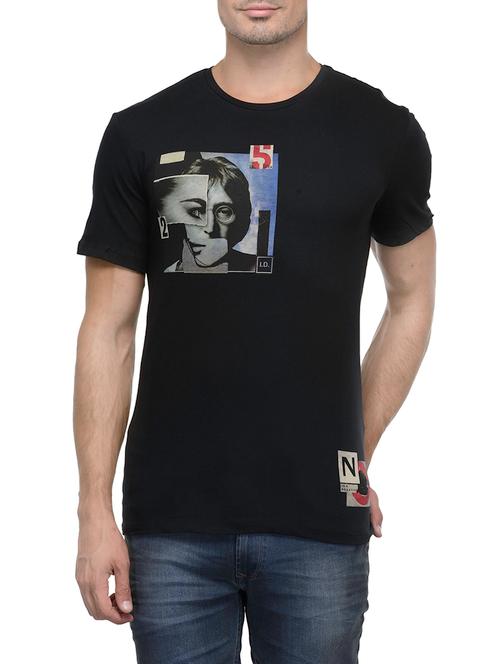 black cotton printed t-shirt - 12836949 - Very Small Image - 1