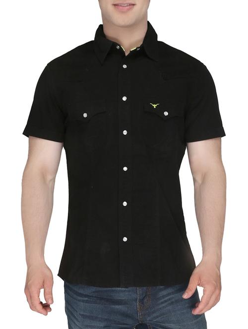 black cotton casual shirt - 12840252 - Very Small Image - 1