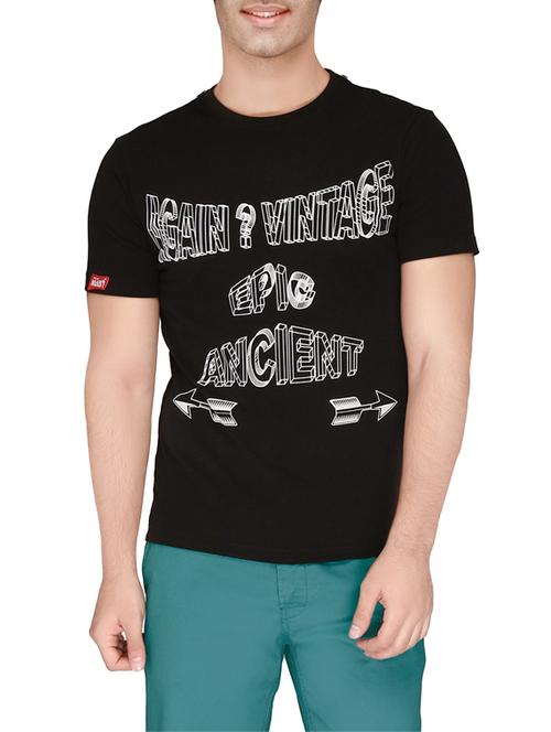 black cotton printed t-shirt - 12840343 - Very Small Image - 1