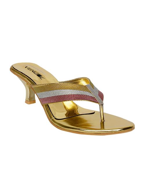 gold leatherette sandals - 12842576 - Very Small Image - 1