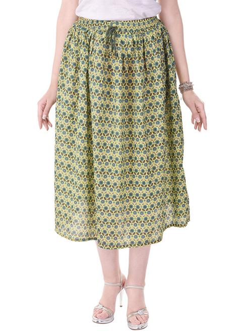 yellow printed cotton skirt - 12843567 - Very Small Image - 1