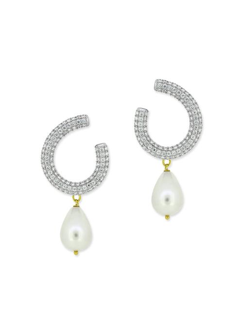 white silver drop earrings - 12843656 - Very Small Image - 1