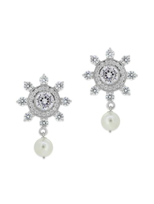 white silver drop earrings - 12843671 - Very Small Image - 1