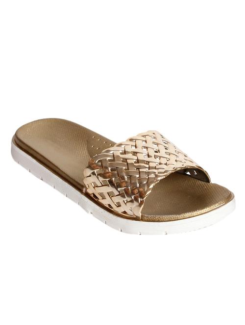 gold leatherette flat forms sandals - 12845820 - Very Small Image - 1