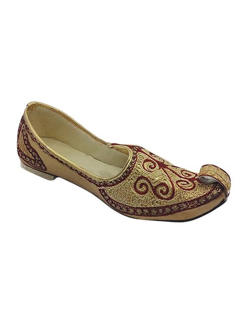 golden slip on embroidered mojari - 12846708 - Very Small Image - 1