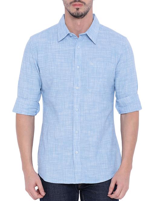 blue cotton casual shirt - 12847979 - Very Small Image - 1