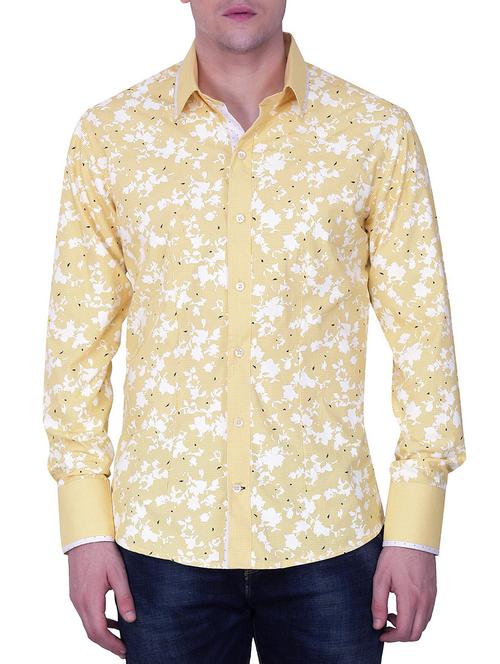 yellow cotton printed casual shirt - 12848898 - Very Small Image - 1