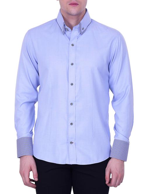 light blue cotton casual shirt - 12848901 - Very Small Image - 1