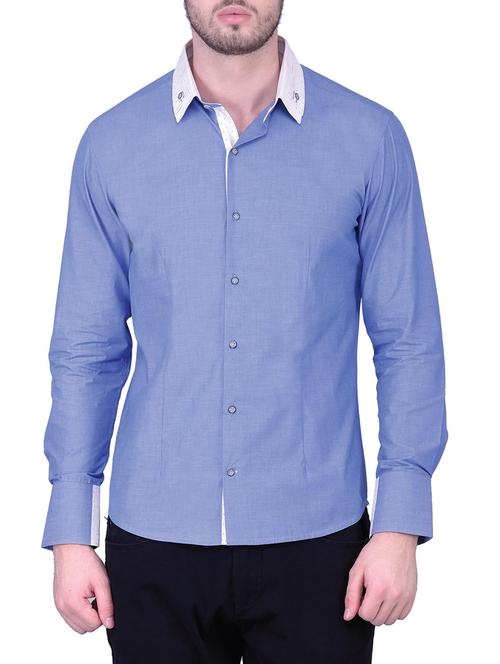 light blue cotton casual shirt - 12848927 - Very Small Image - 1
