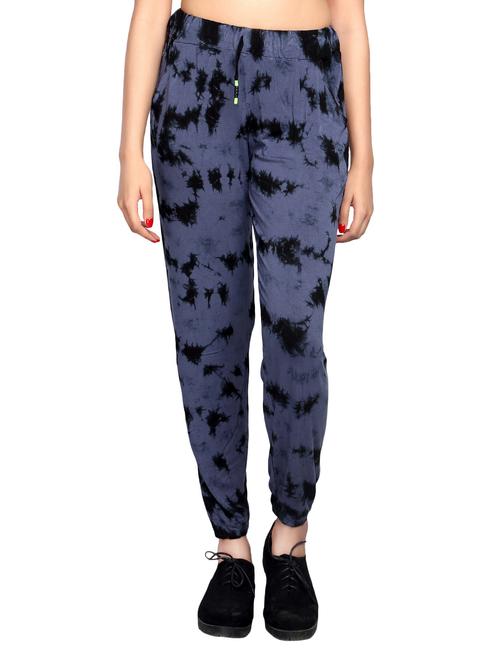 purple printed viscose track pant - 12849973 - Very Small Image - 1