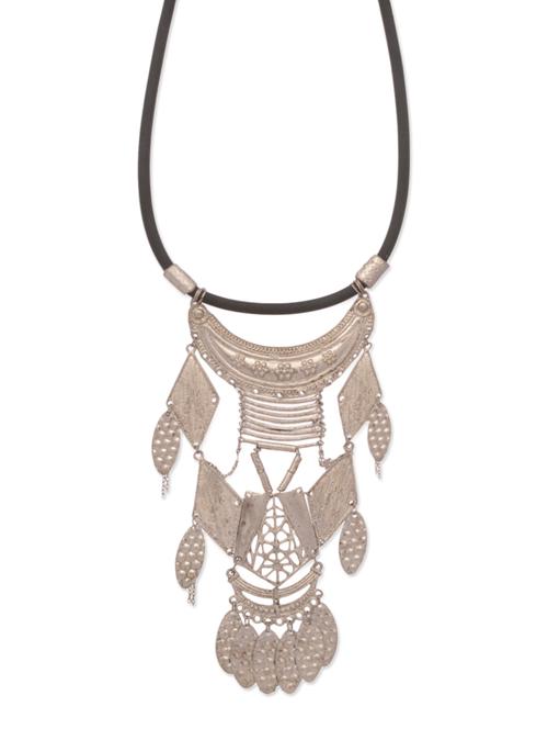 silver metal heavy statement necklace - 12850350 - Very Small Image - 1