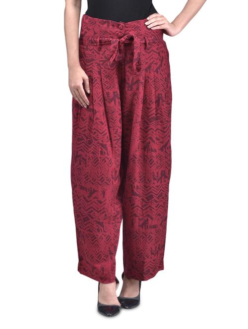 red rayon printed pants - 1285564 - Very Small Image - 1