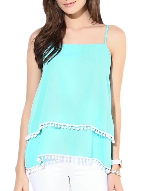 sky blue poly crepe tiered top - 1286312 - Very Small Image - 1