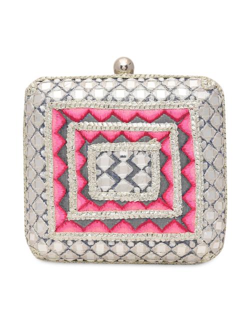 silver polyester mirror work box clutch - 1286762 - Very Small Image - 1
