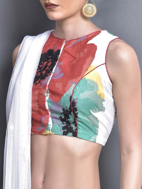 abstract flower print multicolored blouse - 1287295 - Very Small Image - 1