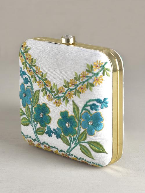 white silk embroidered clutch - 1287398 - Very Small Image - 1