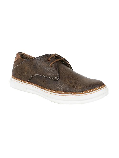 brown leatherette lace up shoe - 12877930 - Very Small Image - 1