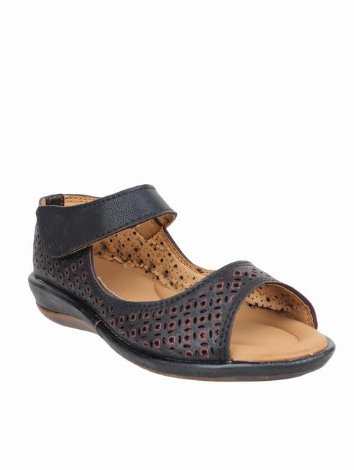 black leatherette ankle strap sandals - 12879223 - Very Small Image - 1