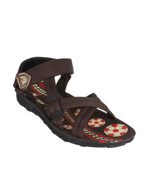 brown leatherette slip on sandals - 12886994 - Very Small Image - 1