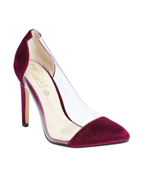 maroon leatherette slip on pumps - 12890311 - Very Small Image - 1