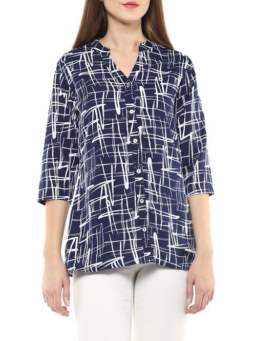 navy blue polyester regular shirt - 12891406 - Very Small Image - 1