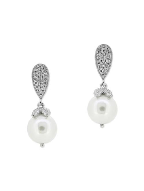 white silver drop earrings - 12893883 - Very Small Image - 1