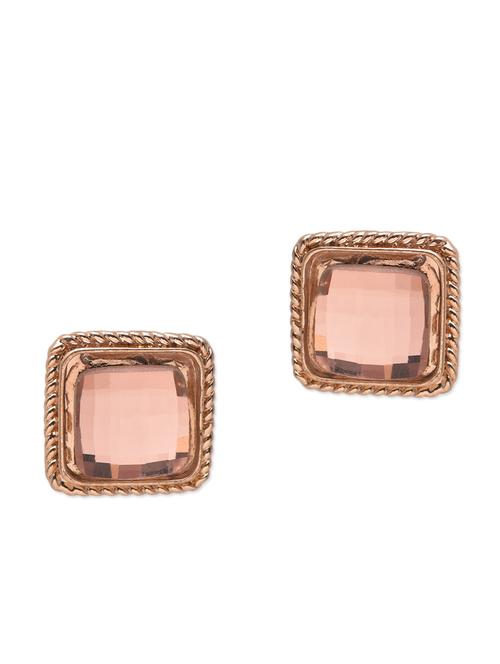 peach crystal and gold square earrings - 1289474 - Very Small Image - 1