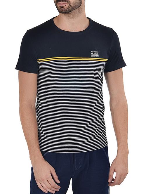 navy blue cotton striped t-shirt - 12895257 - Very Small Image - 1