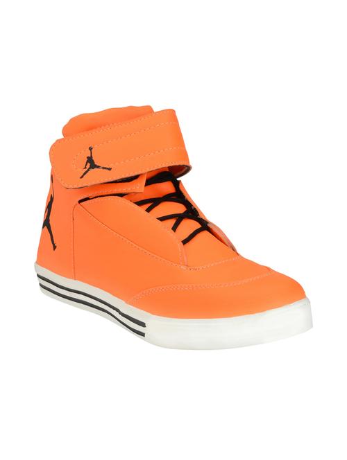 Orange Leatherette lace up sneaker - 12896379 - Very Small Image - 1