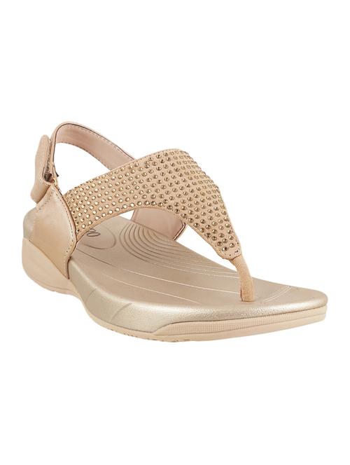 gold leatherette back strap sandals - 12899528 - Very Small Image - 1