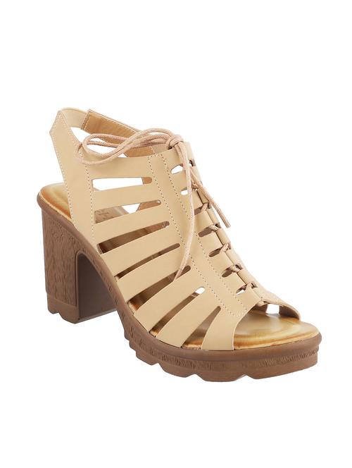 beige leatherette back strap sandals - 12899559 - Very Small Image - 1