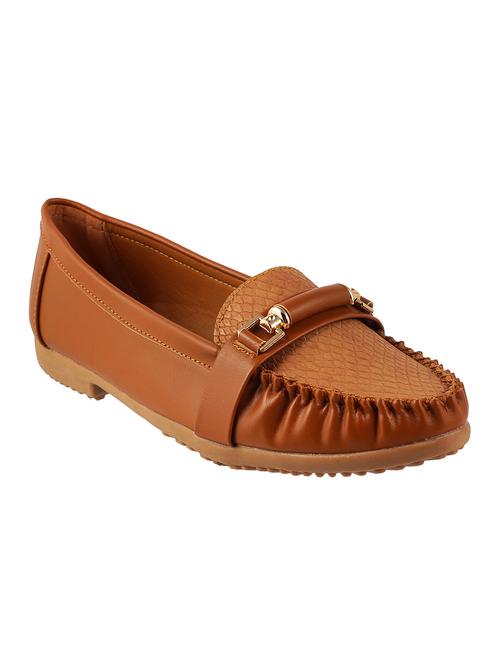 tan faux leather slip on loafers - 12900006 - Very Small Image - 1
