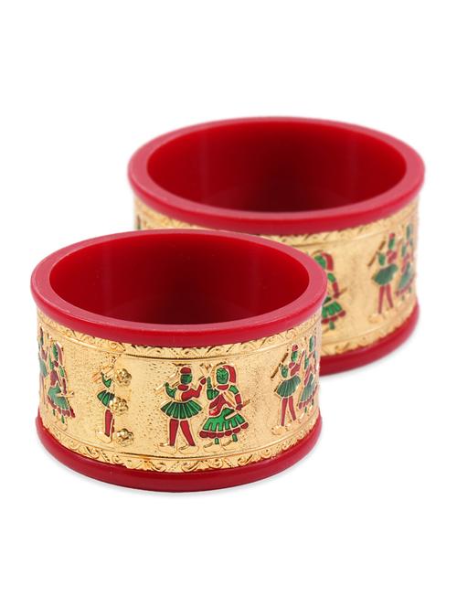 beautiful red and golden bangles set for women - 12901858 - Very Small Image - 1