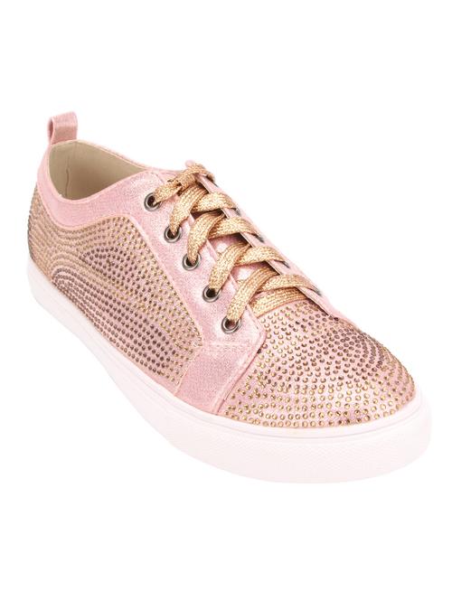 pink leather laceup sneakers - 12906202 - Very Small Image - 1