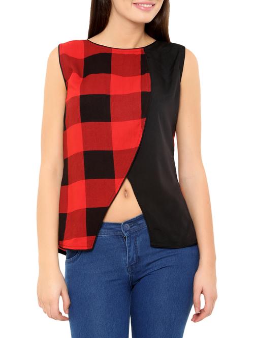 red checkered rayon top - 12907103 - Very Small Image - 1