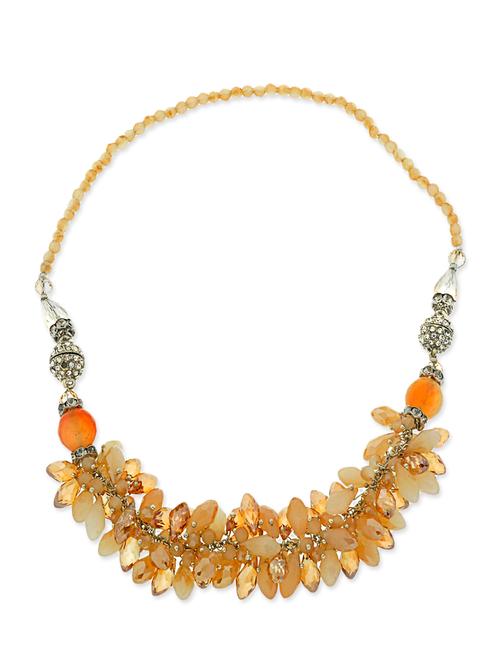 crystal collection stones embellished orange necklace for women - 12908874 - Very Small Image - 1