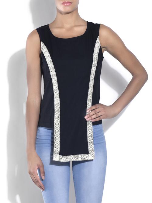 black front panel cotton top - 1290892 - Very Small Image - 1