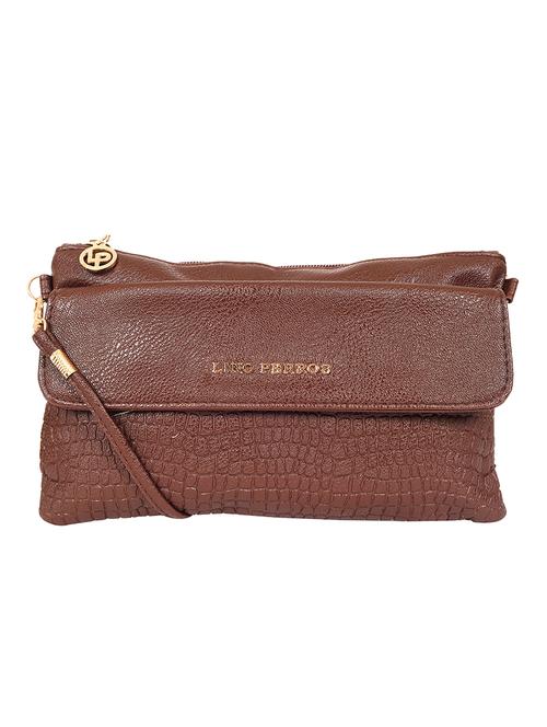 textured brown leather sling bag - 12909965 - Very Small Image - 1
