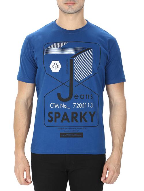 blue cotton printed t-shirt - 12913506 - Very Small Image - 1
