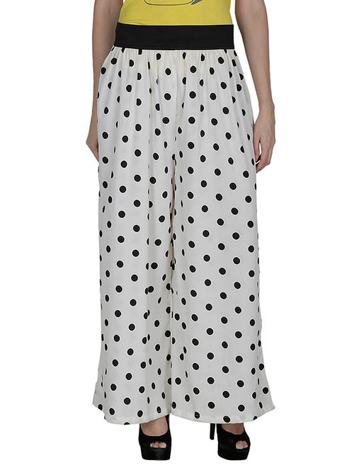 white printed crepe palazzo - 12915206 - Very Small Image - 1