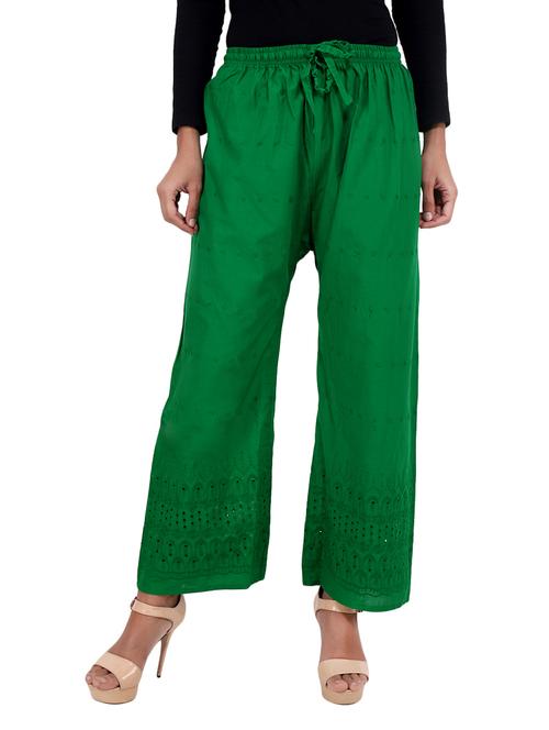 green chikankari cotton palazzo - 12917551 - Very Small Image - 1