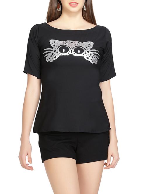 black Printed crepe regular top - 12920210 - Very Small Image - 1