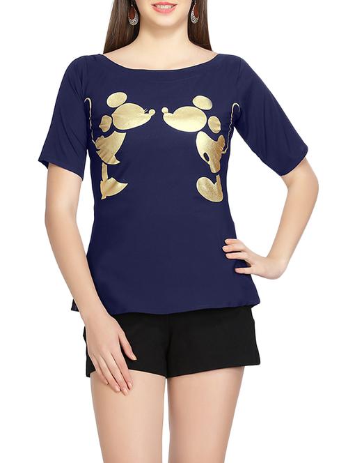 blue Printed crepe regular top - 12920212 - Very Small Image - 1