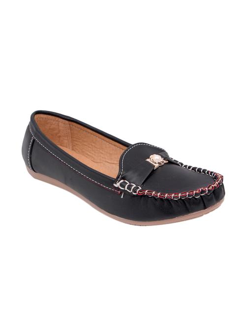 black faux leather slip on loafers - 12921424 - Very Small Image - 1